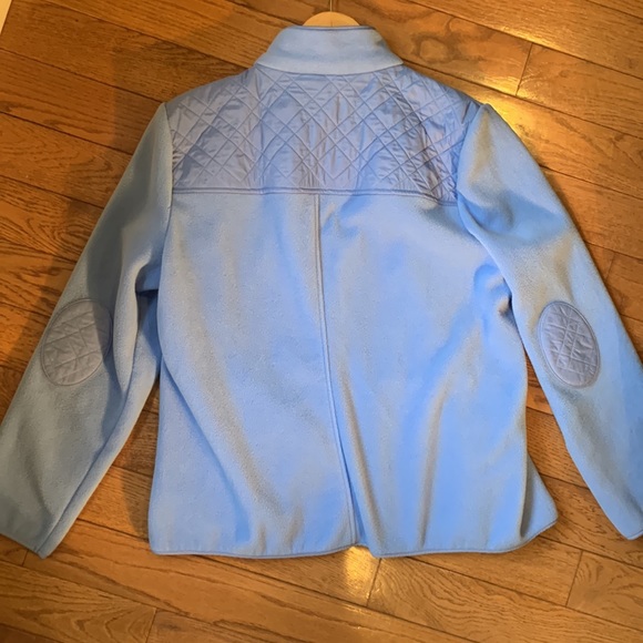 Talbots Fleece Quilted Zip Front Powder Blue Jacket with Nylon Quilting Detail - Picture 10 of 11